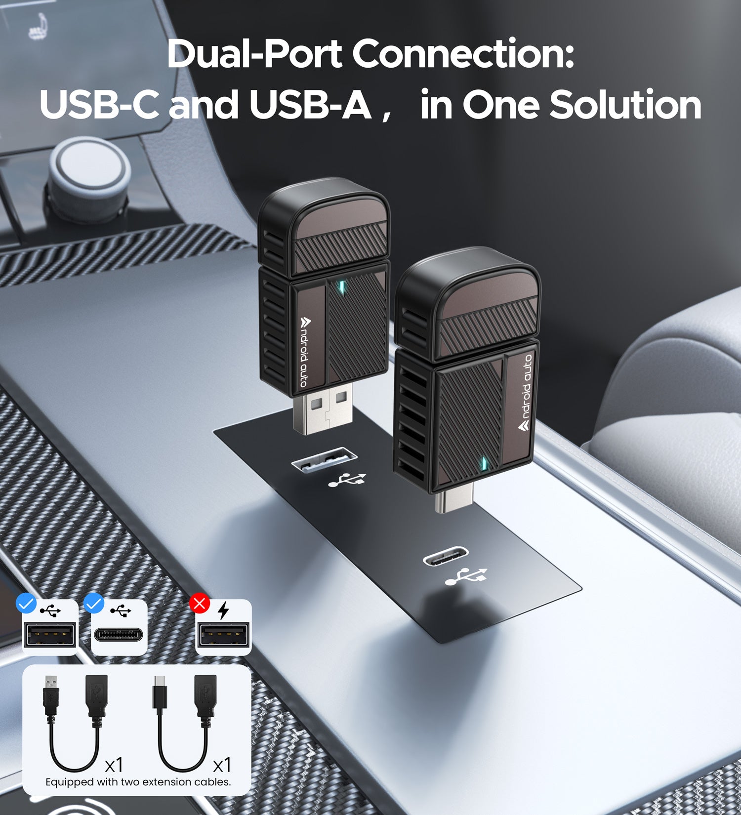 ByteWave Wired to Wireless Android Auto Adapter Mocha Brown | Pearl White | Celestial Blue