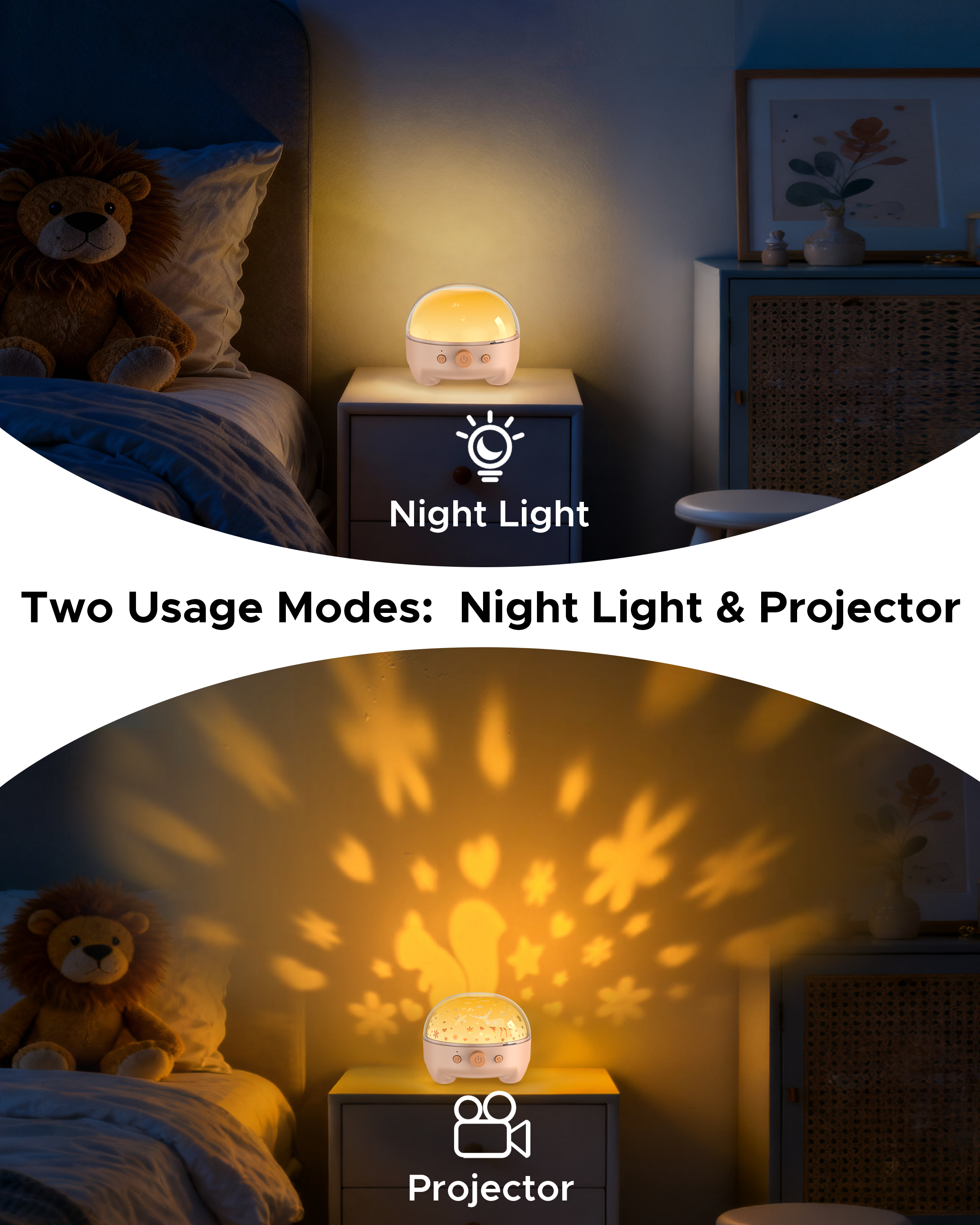 Baby Sound Machine & Night Light for Nursery | 3-In-1 White Noise Sound Machine, Dimmable Nursery Lamp & Projector | 20 Soothing Sounds, Baby Sleep Aid, Gift for Kids, Bedtime & Breastfeeding
