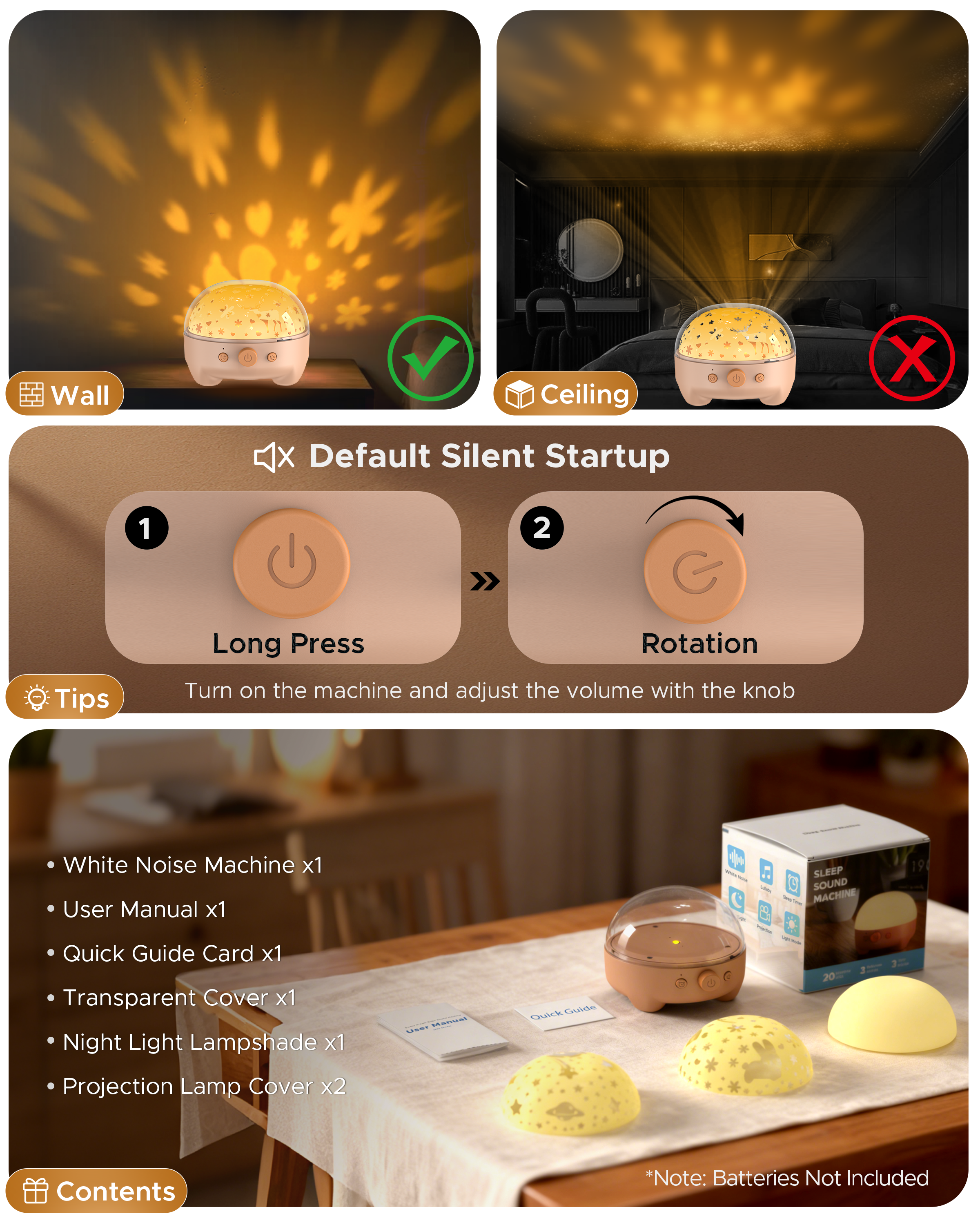 Baby Sound Machine & Night Light for Nursery | 3-In-1 White Noise Sound Machine, Dimmable Nursery Lamp & Projector | 20 Soothing Sounds, Baby Sleep Aid, Gift for Kids, Bedtime & Breastfeeding