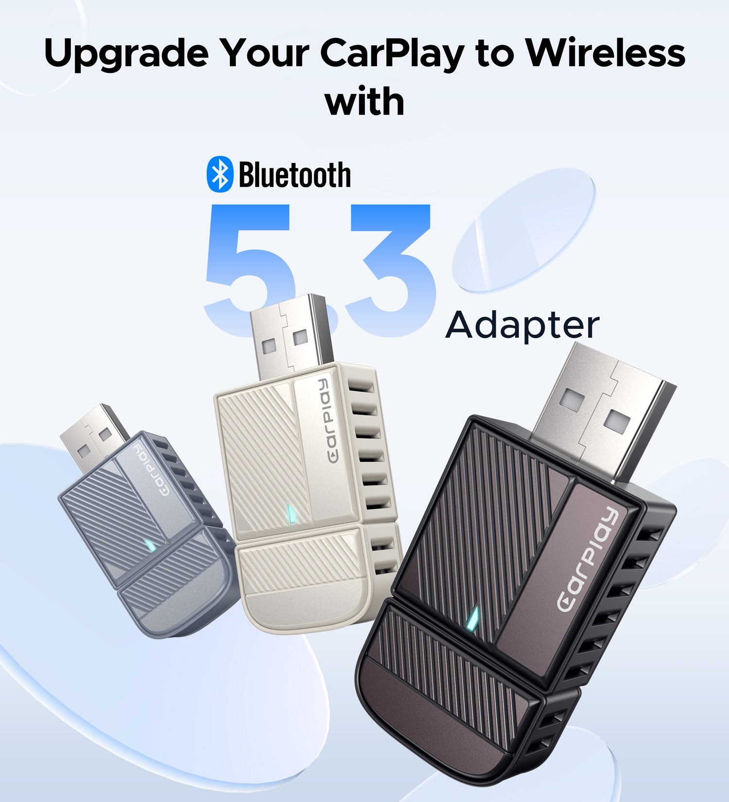 ByteWave Wired to Wireless CarPlay Adapter Mocha Brown | Pearl White | Celestial Blue