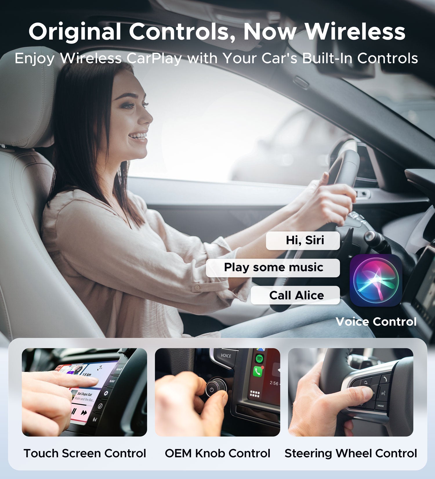 ByteWave Wired to Wireless CarPlay Adapter Mocha Brown | Pearl White | Celestial Blue